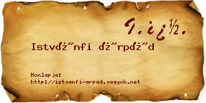 Istvánfi Árpád névjegykártya